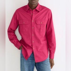 J Crew Heritage twill two-pocket workshirt Raspberry Color Size L
